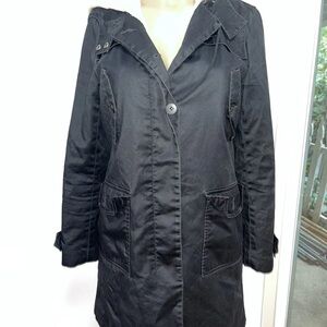 Theory cotton long Hooded Gray winter coat Sherpa lining size M